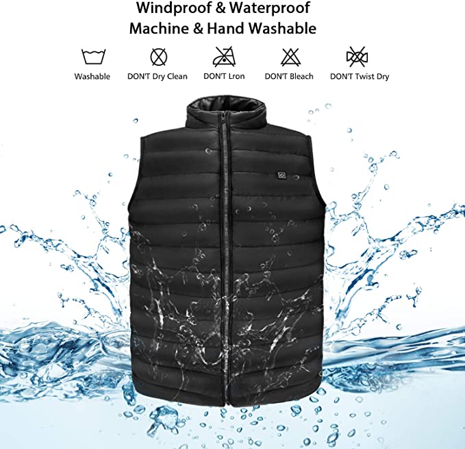 BURNGOGO Gilet Riscaldabile Uomo Donna - Nero Taglia S - Riscalda Schiena E Petto - Senza Power Bank - 2